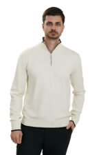 peDal Erkek Triko Kazak-ekru siyah çizgili - Görsel 3